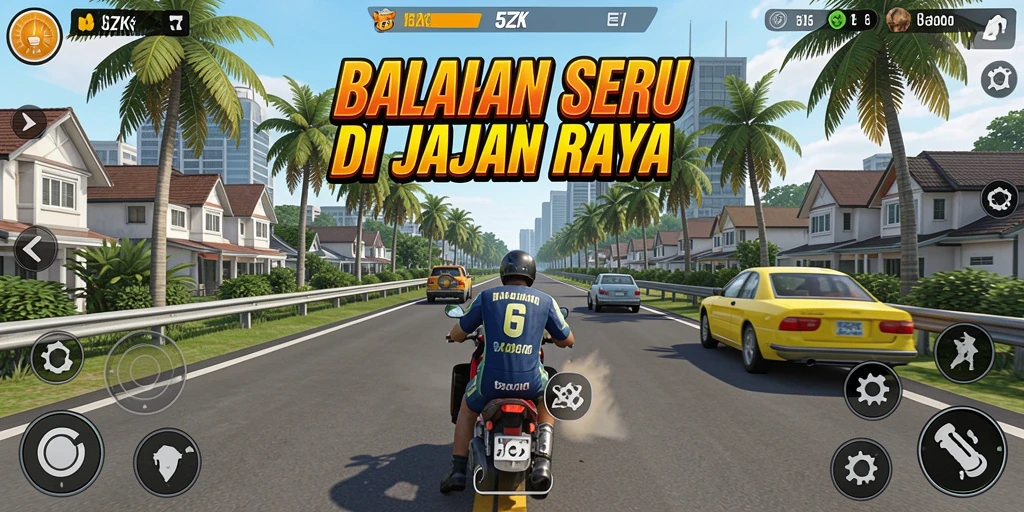 Tangkapan layar gameplay 5ZK yang menunjukkan balapan mendebarkan di lintasan.