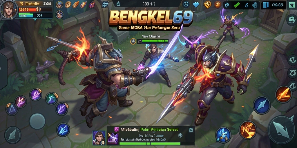 Tampilan gameplay MOBA yang mendebarkan dari BENGKEL69.