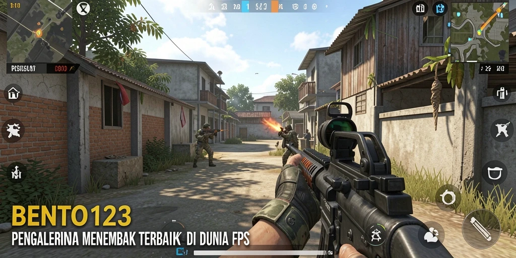 Tampilan aksi seru dalam gameplay BENTO123 FPS.