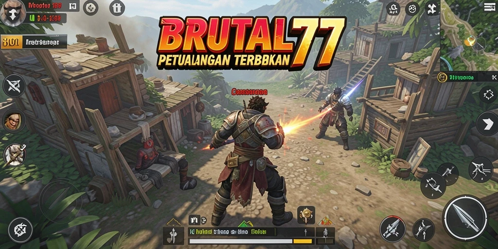Screenshot gameplay BRUTAL77 yang menunjukkan dunia terbuka yang luas.