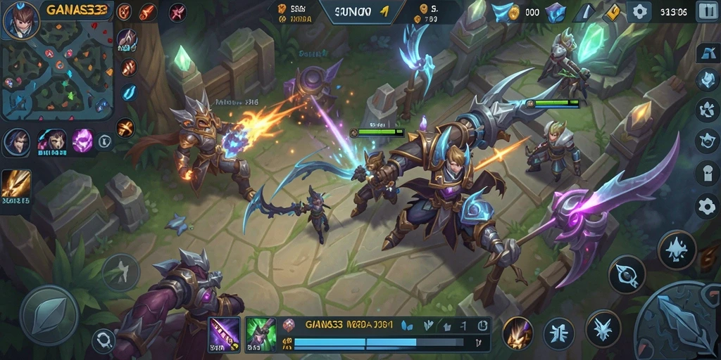 Tampilan gameplay GANAS33 dengan strategi pertempuran yang intens.