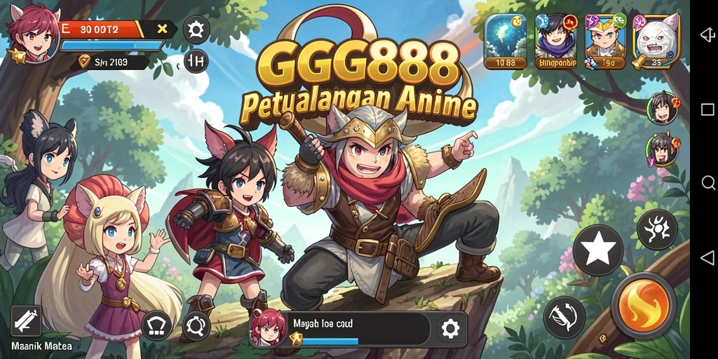 Screenshot gameplay GGG888 dengan karakter anime yang menawan.