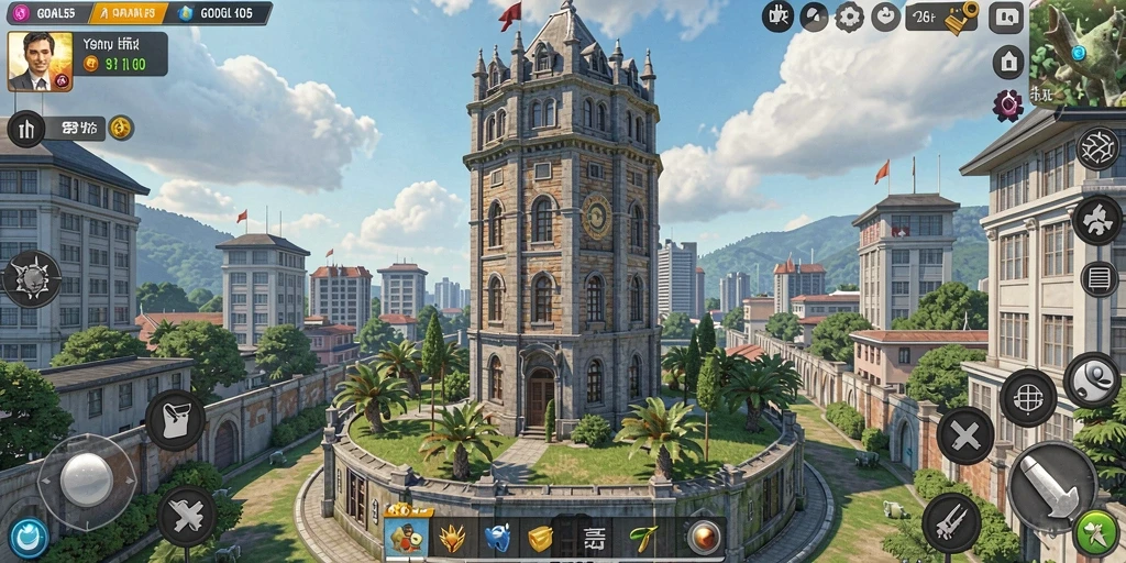 Tampilan gameplay seru Tower Defense di GOAL55.