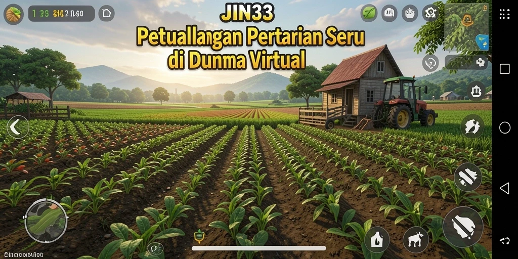 Tampilan gameplay JIN33 dengan aktivitas bertani yang seru.