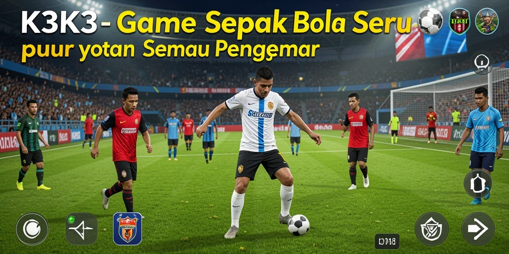 Gameplay K3K3 yang mendebarkan dengan aksi sepak bola intens.