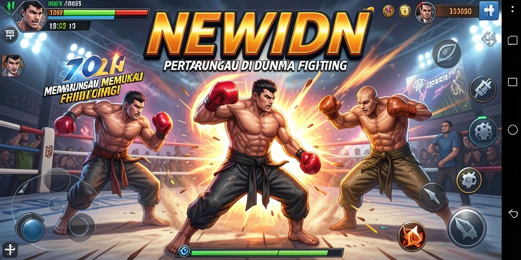 Tampilan gameplay <strong>NEWIDN</strong> yang intens dan mengasyikkan di arena pertarungan.