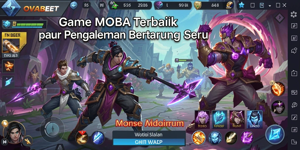 Tangkapan layar menunjukkan aksi seru dalam permainan MOBA OVABET.