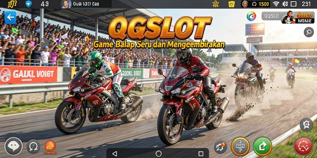 Tangkapan layar gameplay balapan yang mendebarkan di QQSLOT.
