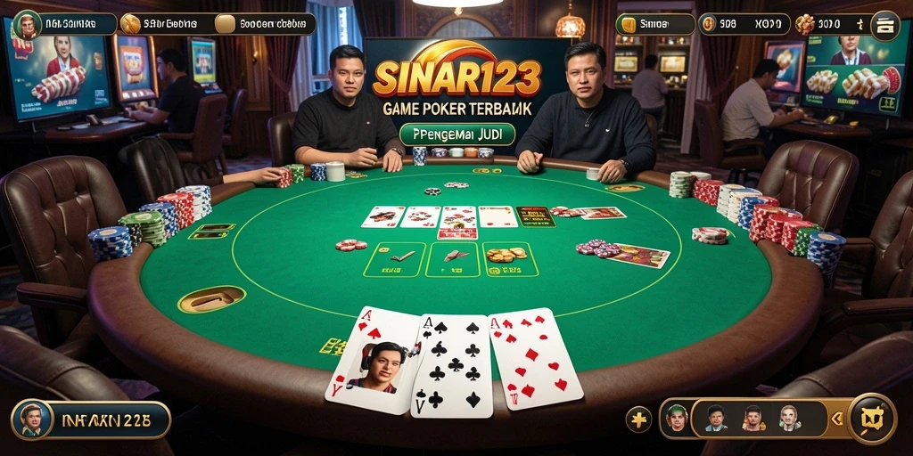 Screenshot gameplay SINAR123 menunjukkan suasana poker yang mendebarkan.