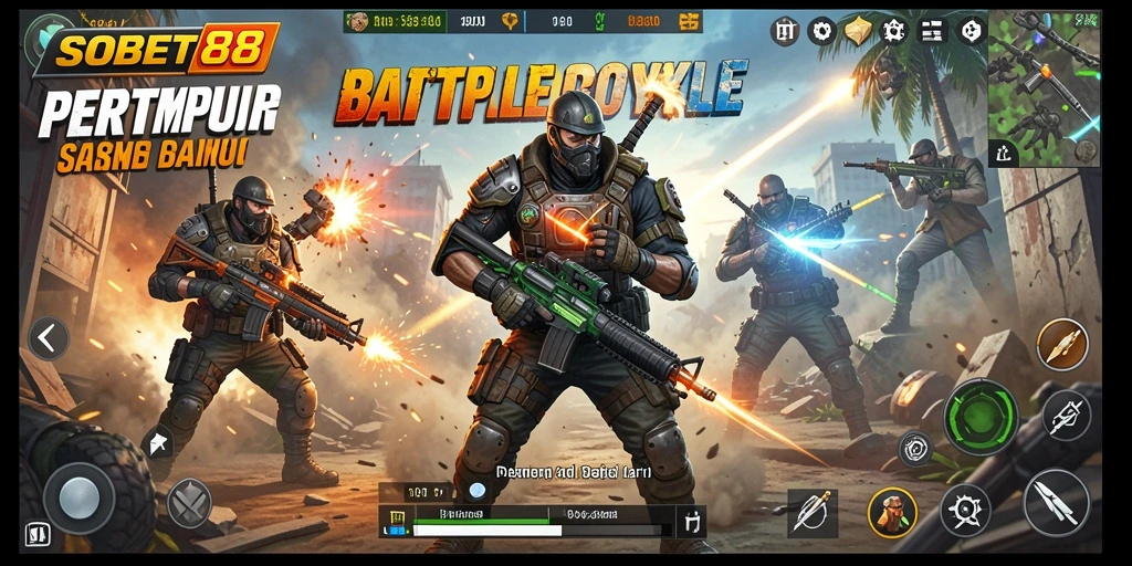 Tangkapan layar dari gameplay intens di SOBET88 Battle Royale.