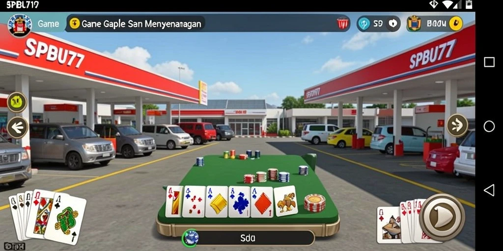 Gameplay seru Gaple di SPBU77 dengan tampilan menarik.