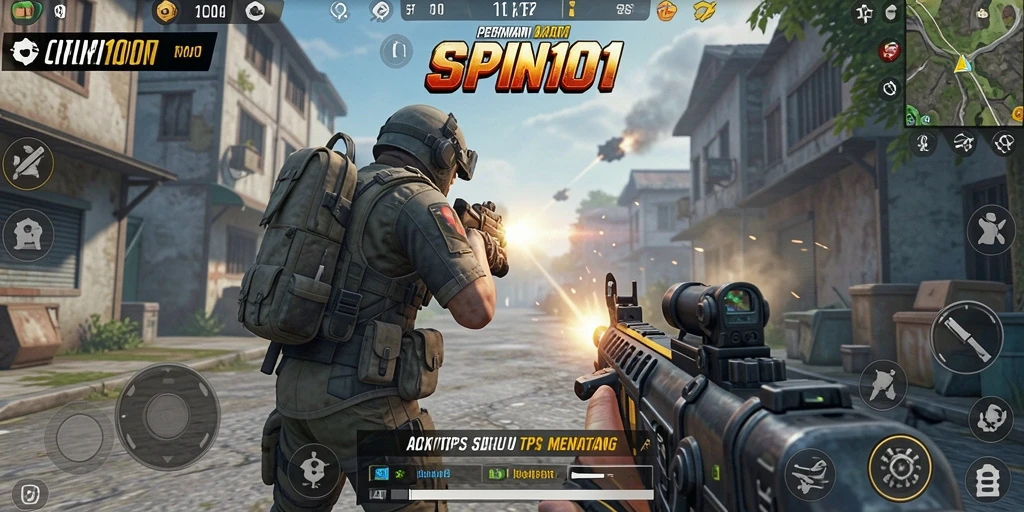 Tampilan gameplay SPIN101 dengan aksi seru dan karakter yang dinamis.